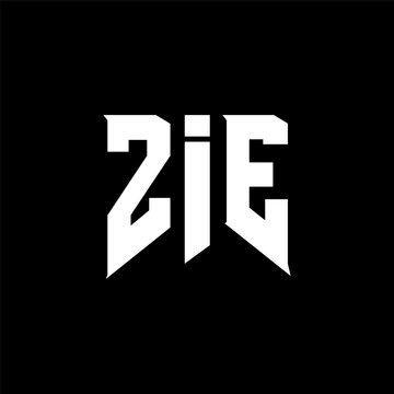 ZIE letter logo design for technology company. ZIE logo design black and white color combination. ZIE logo, ZIE vector, ZIE design, ZIE icon, ZIE alphabet. ZIE typography logo design.