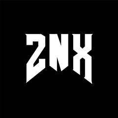 ZNX letter logo design for technology company. ZNX logo design black and white color combination. ZNX logo, ZNX vector, ZNX design, ZNX icon, ZNX alphabet. ZNX typography logo design.