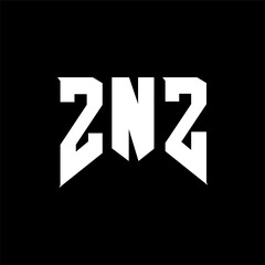 ZNZ letter logo design for technology company. ZNZ logo design black and white color combination. ZNZ logo, ZNZ vector, ZNZ design, ZNZ icon, ZNZ alphabet. ZNZ typography logo design.