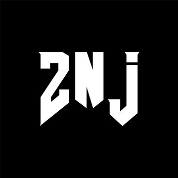 ZNJ letter logo design for technology company. ZNJ logo design black and white color combination. ZNJ logo, ZNJ vector, ZNJ design, ZNJ icon, ZNJ alphabet. ZNJ typography logo design.