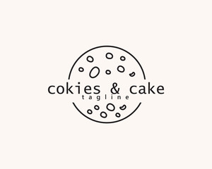 creative cookies with line concept, logo design