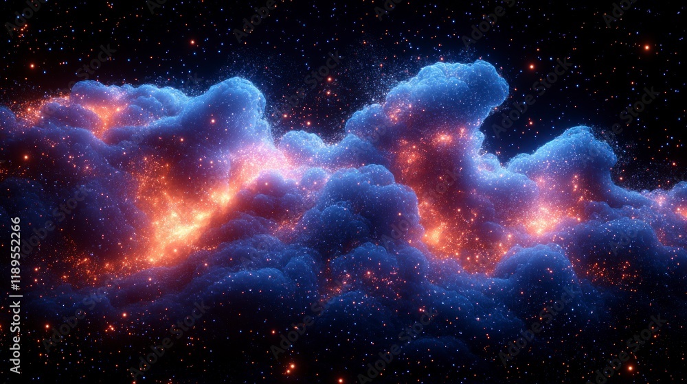 Poster Glowing nebula cloud with stars.