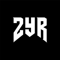 ZYR letter logo design for technology company. ZYR logo design black and white color combination. ZYR logo, ZYR vector, ZYR design, ZYR icon, ZYR alphabet. ZYR typography logo design.