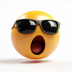 Surprised Emoji with Sunglasses in 3D Style