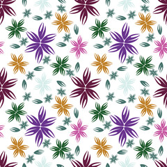 Cute hand drawn floral seamless pattern background