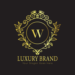 Letter Luxury brand logo design with a royal gold crown emblem and elegant typography
