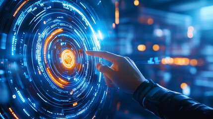 Futuristic technology interaction showcasing advanced interface