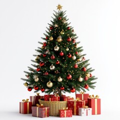a christmas tree with presents underneath