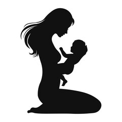 Mother and child silhouette. Vector