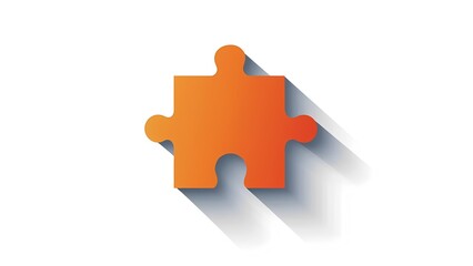 Obraz premium Single orange puzzle piece with a shadow, symbolizing autism awareness, individuality, and uniqueness, conceptual illustration
