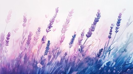 Obraz premium lavender flowers in a field in watercolor style