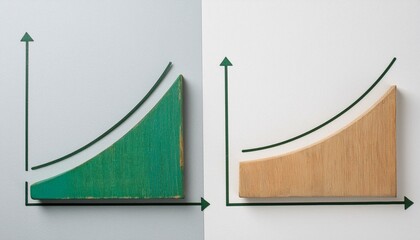Two intersecting curve graphs, one rising and one falling, showing different axes
