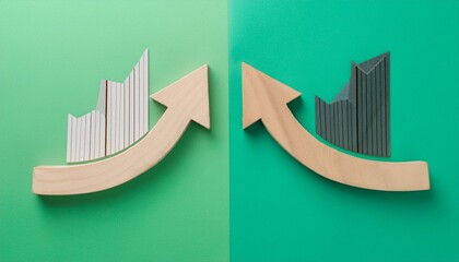 Two intersecting curve graphs, one rising and one falling, showing different axes