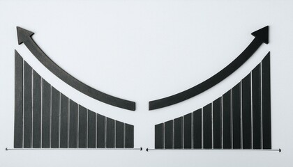 Two intersecting curve graphs, one rising and one falling, showing different axes