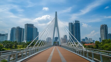 Obraz premium Jakarta, Indonesia ,JPO (Pinisi Pedestrian Bridge) is a pedestrian and bicycle pedestrian bridge with an architecture and design similar to phinisi ship.