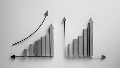 Two intersecting curve graphs, one rising and one falling, showing different axes
