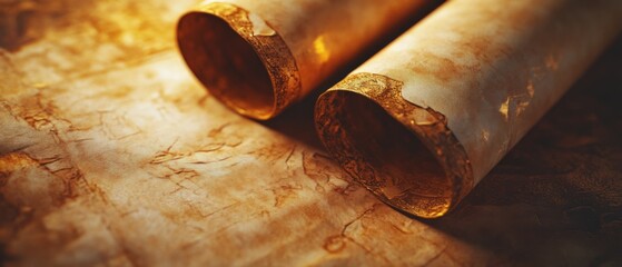 two aged scrolls resting on parchment