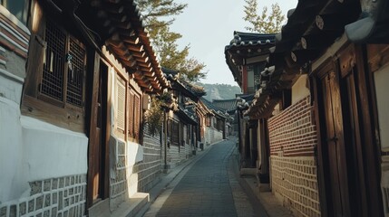 Charming Alley of Traditional Korean Architecture in Bukchon Hanok Village, Seoul â€“ A Cultural Gem of Asia
