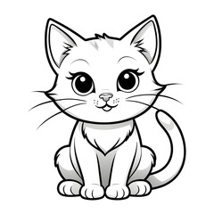 cat designed for a children's coloring page