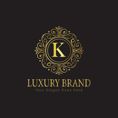 Letter Luxury brand logo design with a royal gold crown emblem and elegant typography