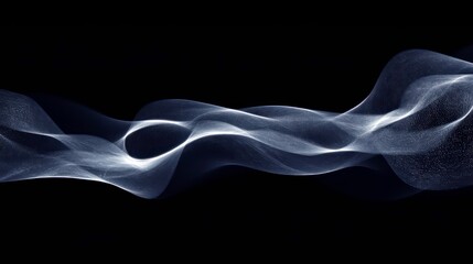 Fototapeta premium Abstract blue wave flowing on black background.