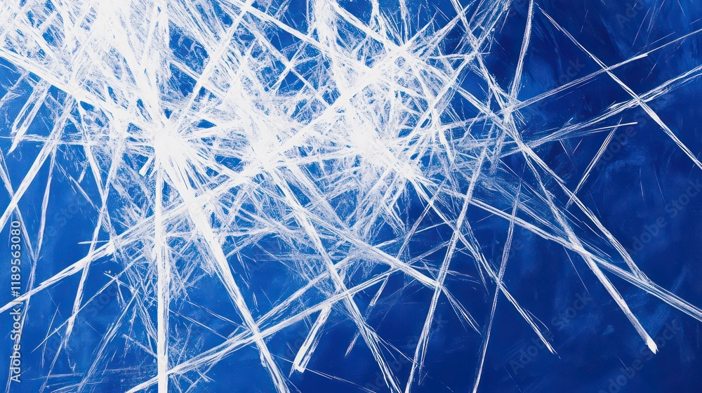 Poster Abstract blue and white texture with intersecting lines creating a chaotic yet artistic pattern.