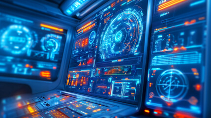 Futuristic control panel with advanced technology display
