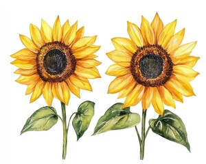 Naklejka premium Vibrant Watercolor Sunflower Collection. Yellow Summer Blooms for Wedding Invitations and Floral Artwork