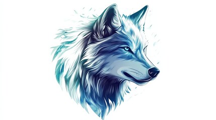 Naklejka premium a blue and white wolf illustration
