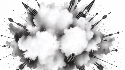 Dynamic Monochromatic Pencil Explosion Art