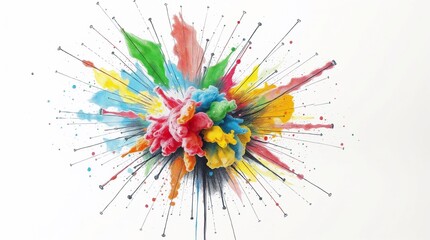 Vibrant Abstract Color Explosion with Radiating Lines