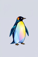 Modern Low-poly Geometric Penguin in Vibrant Blues and Pastels