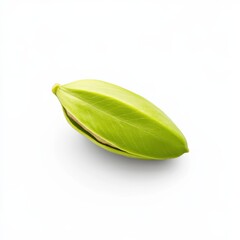 a close up of a green seed pod with a visible brown seed