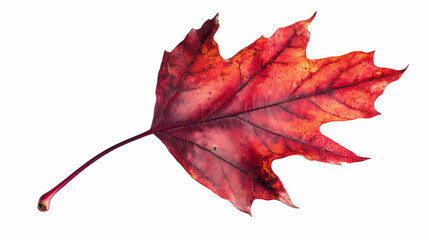 Red maple leaf isolated on transparent or white background, png. Leafglow. Illustration