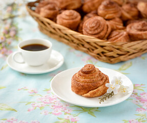 Swedish homemade bun with cinnamon