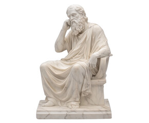 Awe-Inspiring Marble Statue of a Contemplative Figure, Exquisitely Crafted and Showcasing Ancient History , isolated on white background PNG