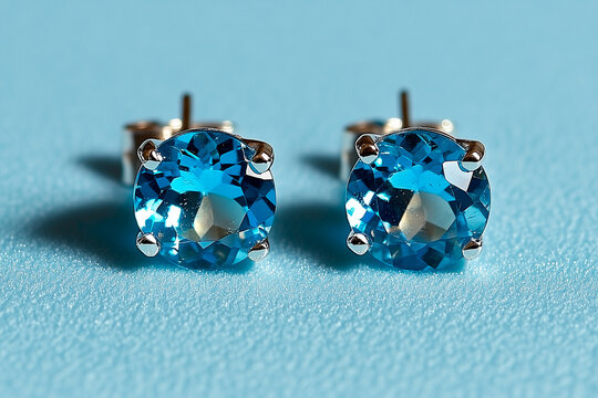 Pair of Silver and Blue Topaz Stud Earrings
