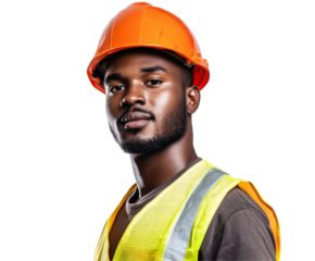 Dedicated Construction Worker in Safety Gear - A Powerful Portrait , isolated on white background PNG