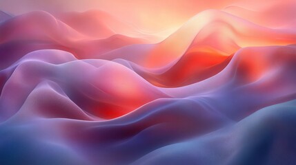 Fototapeta premium Abstract sunset landscape with flowing, colorful waves.