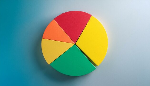 Pie chart with different colors representing market share, with each sector shown proportionately in size