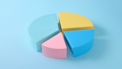 Obraz premium Pie chart with different colors representing market share, with each sector shown proportionately in size