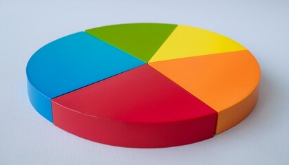 Obraz premium Pie chart with different colors representing market share, with each sector shown proportionately in size
