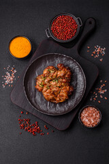 Grilled chicken fillet with garlic sauce, hot pepper