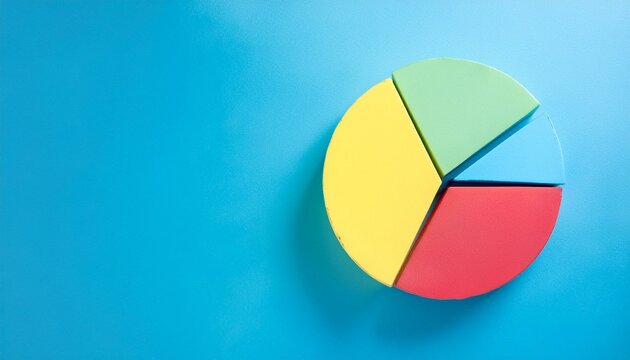 Pie chart with different colors representing market share, with each sector shown proportionately in size