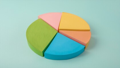 Fototapeta premium Pie chart with different colors representing market share, with each sector shown proportionately in size