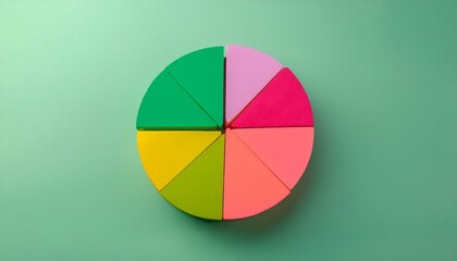 Fototapeta premium Pie chart with different colors representing market share, with each sector shown proportionately in size