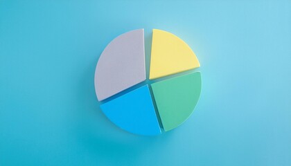 Obraz premium Pie chart with different colors representing market share, with each sector shown proportionately in size