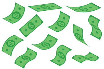 Vector illustration flying dollars