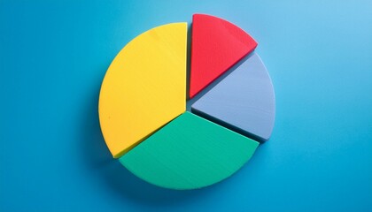 Fototapeta premium Pie chart with different colors representing market share, with each sector shown proportionately in size