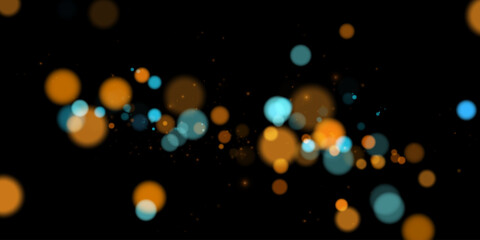 A mesmerizing composition of ethereal blue and golden bokeh lights shimmering on a dark transparent background, evoking a sense of magic, elegance, and festive wonder—perfect for creative projects.